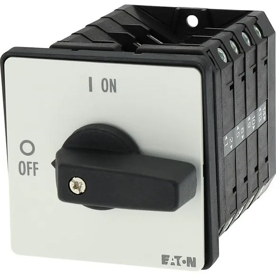 T5-4-15682/E Interruptor CAM ON-OFF Manija negra 6P+1NA1NC 100A p/empotrar IP65.