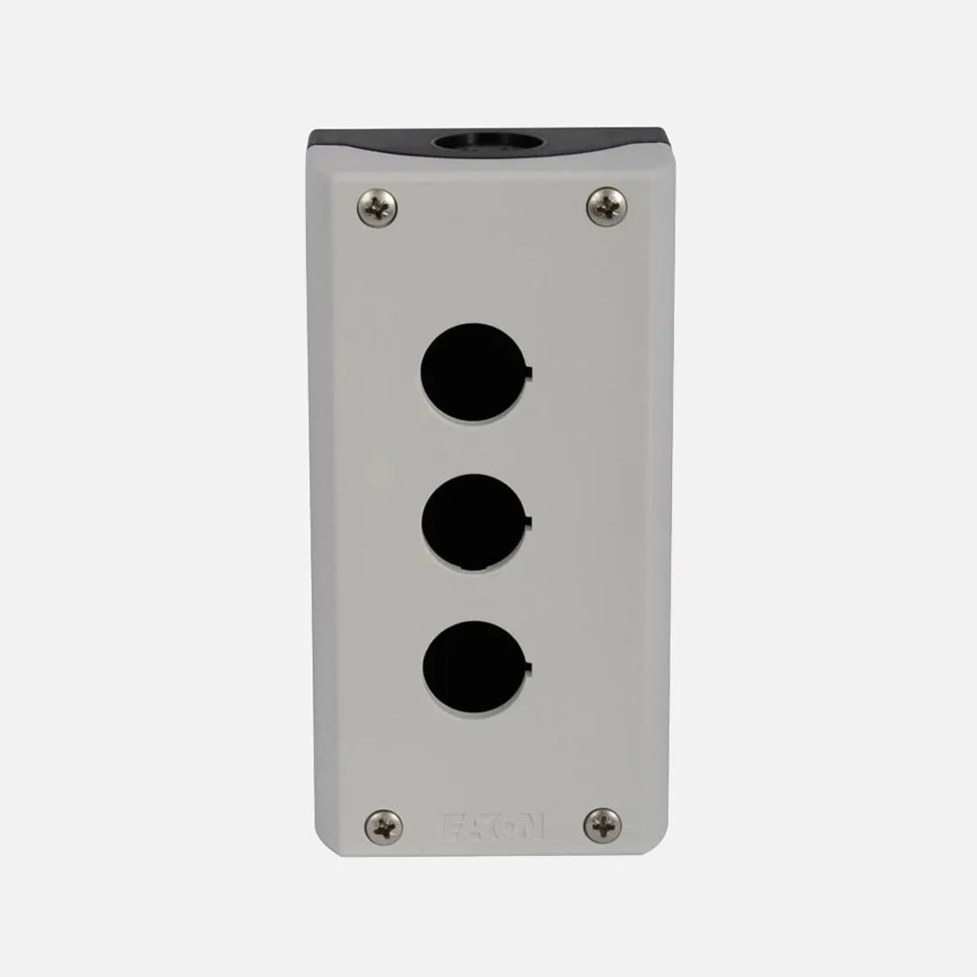 M22-I3-PG Caja Botónera 3 orificios 80HX153WX56Dmm color Gris entrada gland PG.