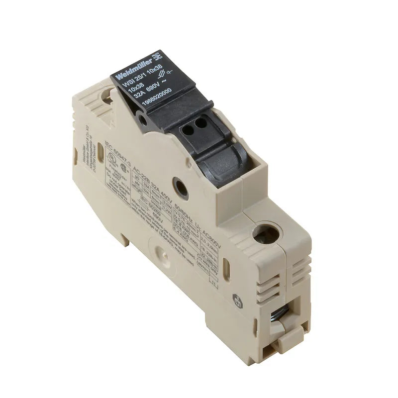 WSI 25/1 10X38 Portafusible 1 polo brida-tornillo 25mm² 14-4AWG 32A 690VCA
