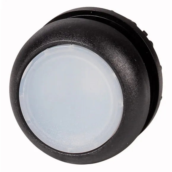 M22S-DRL-W Botón pulsador Plano iluminado Bisel negro 22mm Mantenido Blanco