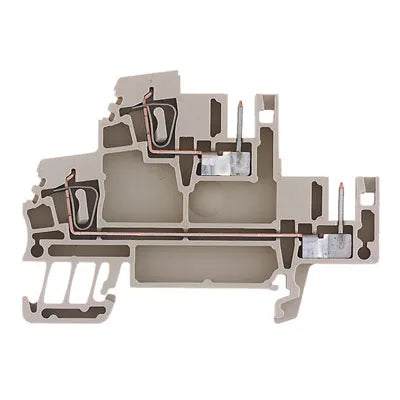 ZDKS 2.5/1.5 Clema 2-Pisos 2 conexiones, Plug, 2.5mm² 26-12AWG 20A 500VCA Beige