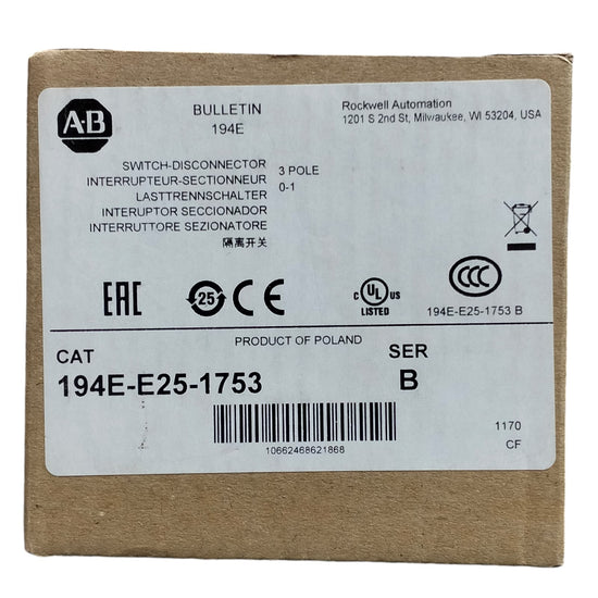 Allen Bradley 194e-e25-1753 Interruptor