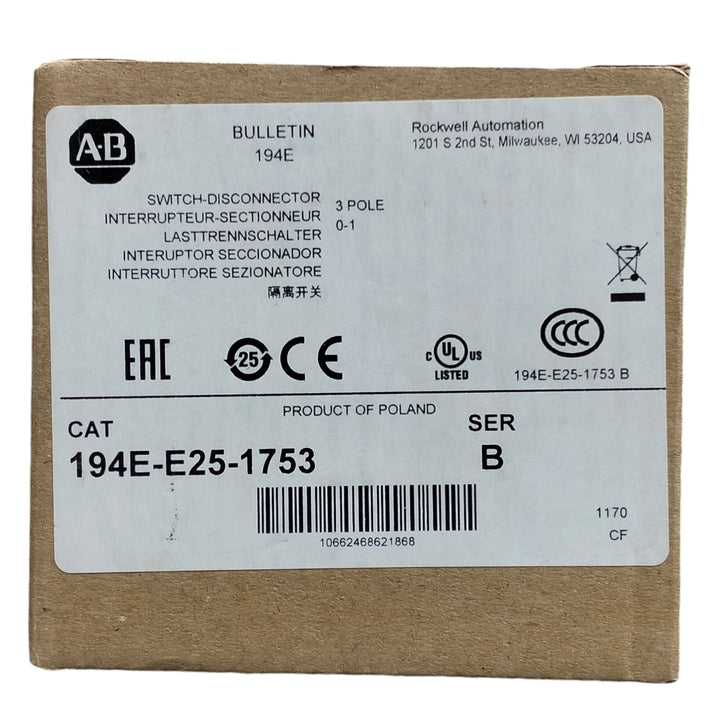 Allen Bradley 194e-e25-1753 Interruptor