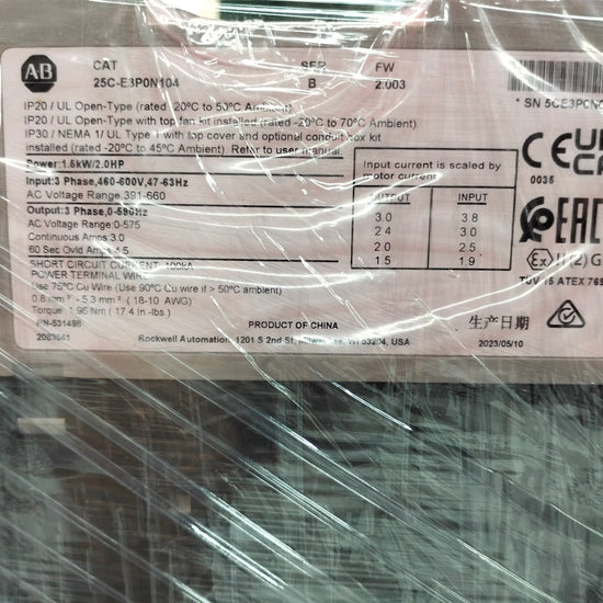 Allen Bradley 25c-e3p0n104 Variador de frecuencia
