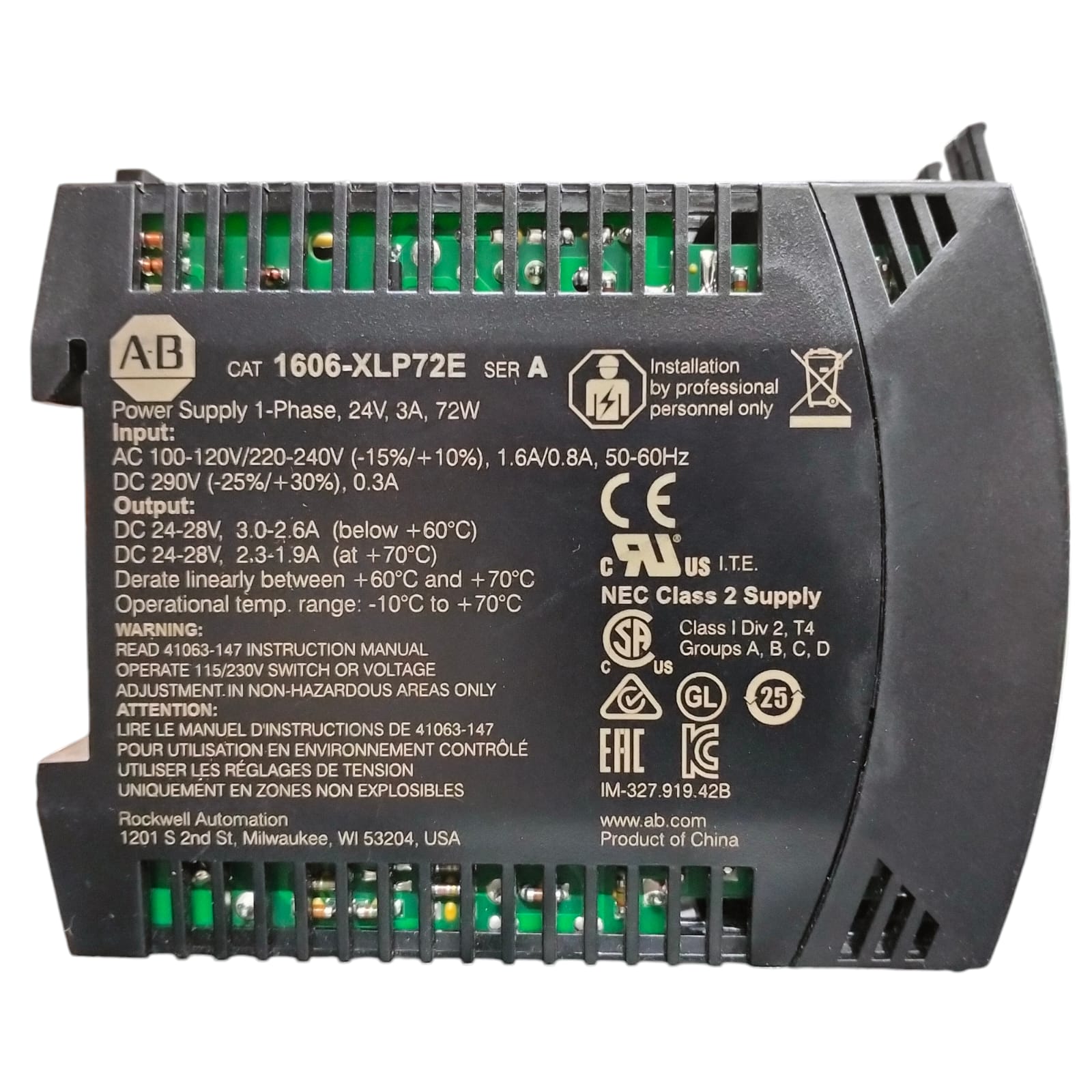 Allen Bradley 1606-XLP72E Fuente de alimentación