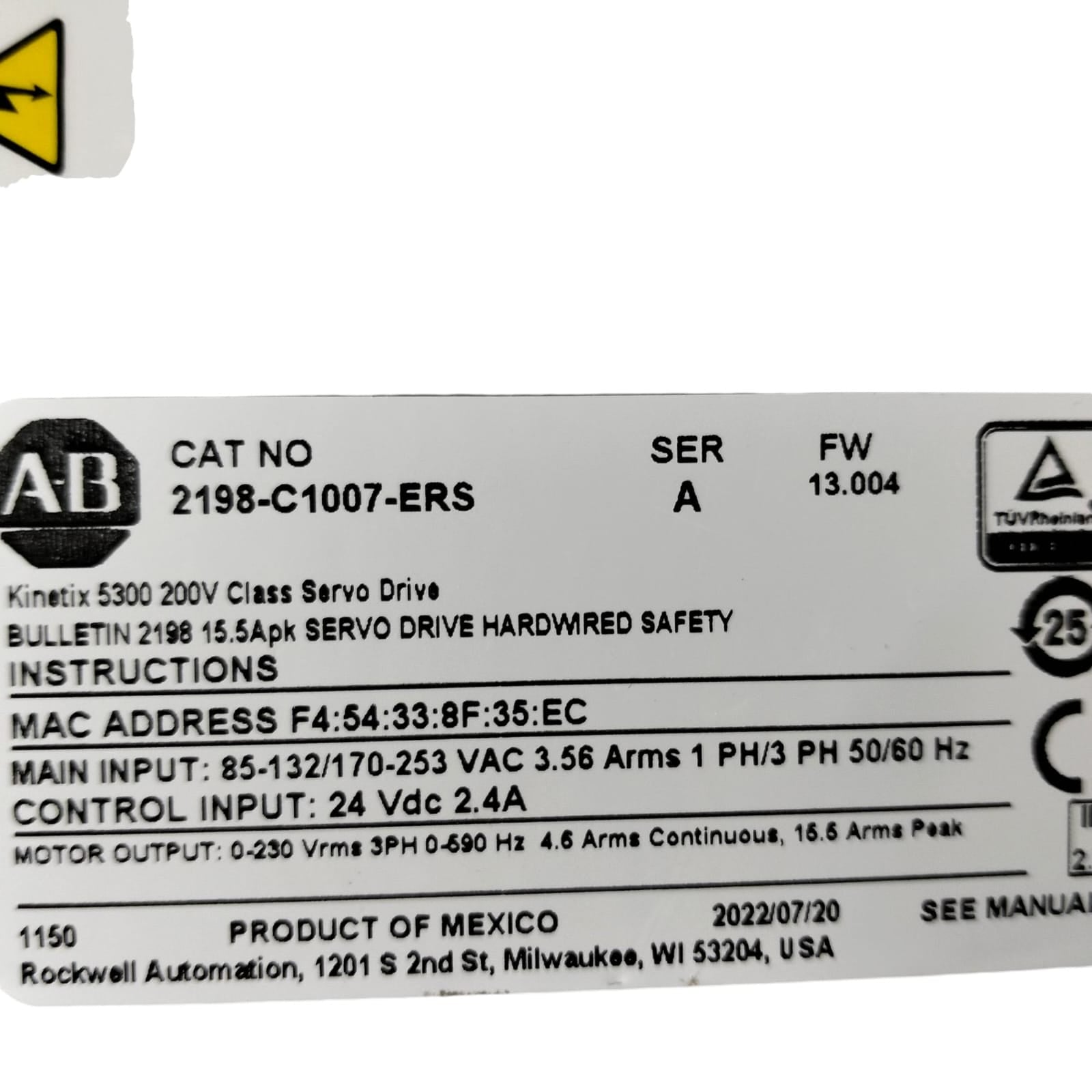 ALLEN BRADLEY 2198-C1007-ERS Servodrive