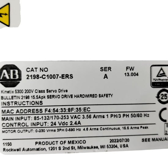ALLEN BRADLEY 2198-C1007-ERS Servodrive