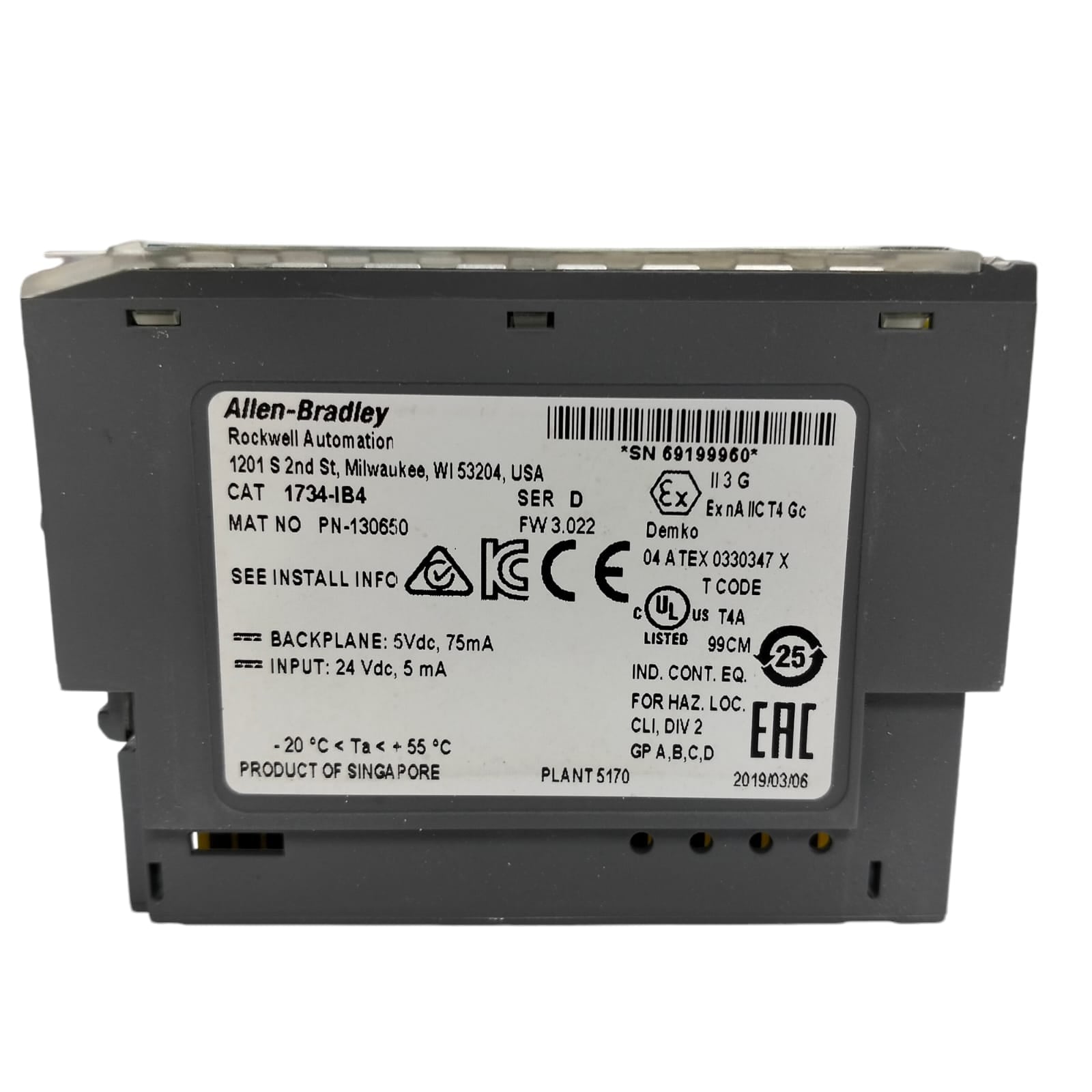 Allen Bradley 1734-ib4 Módulo de entrada