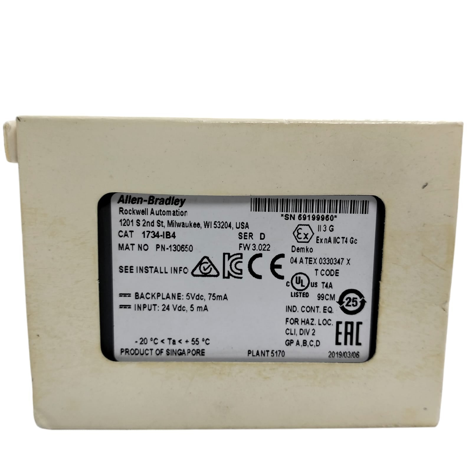 Allen Bradley 1734-ib4 Módulo de entrada