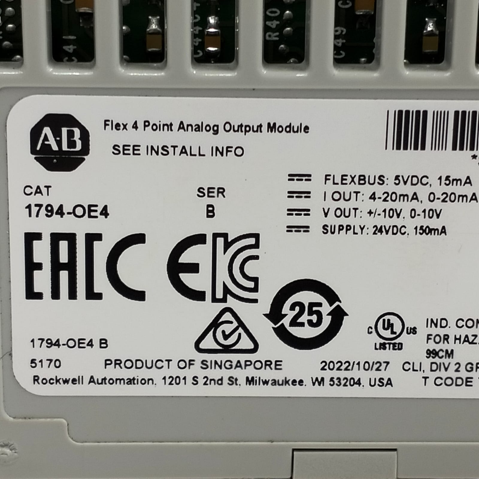 Allen Bradley 1794-oe4 Módulo de salida