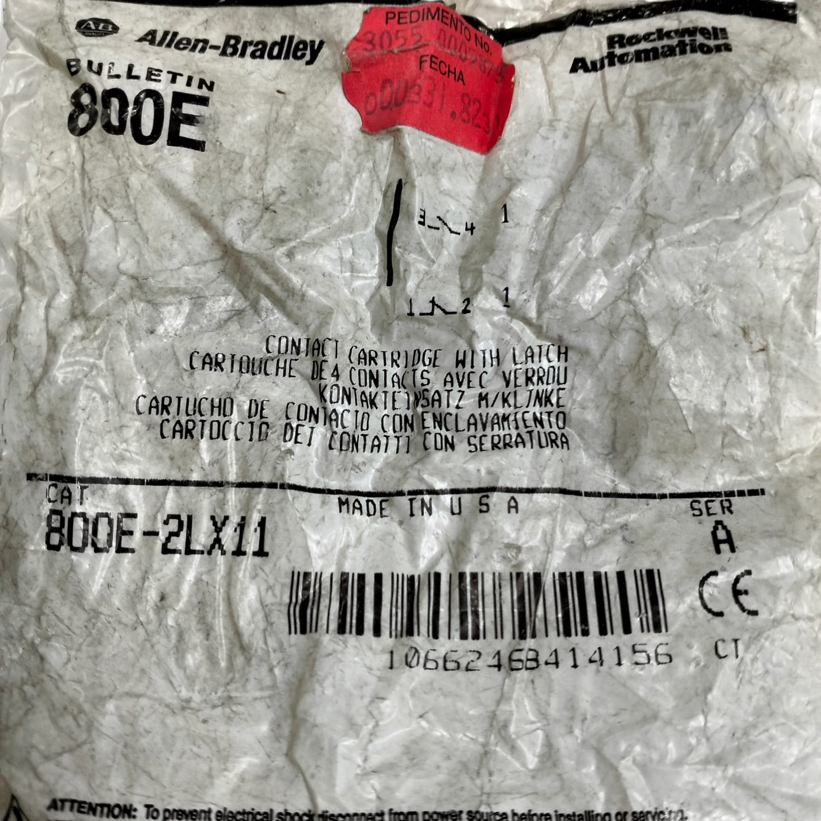 Allen Bradley 800e-2lx11 Cartucho De Contacto