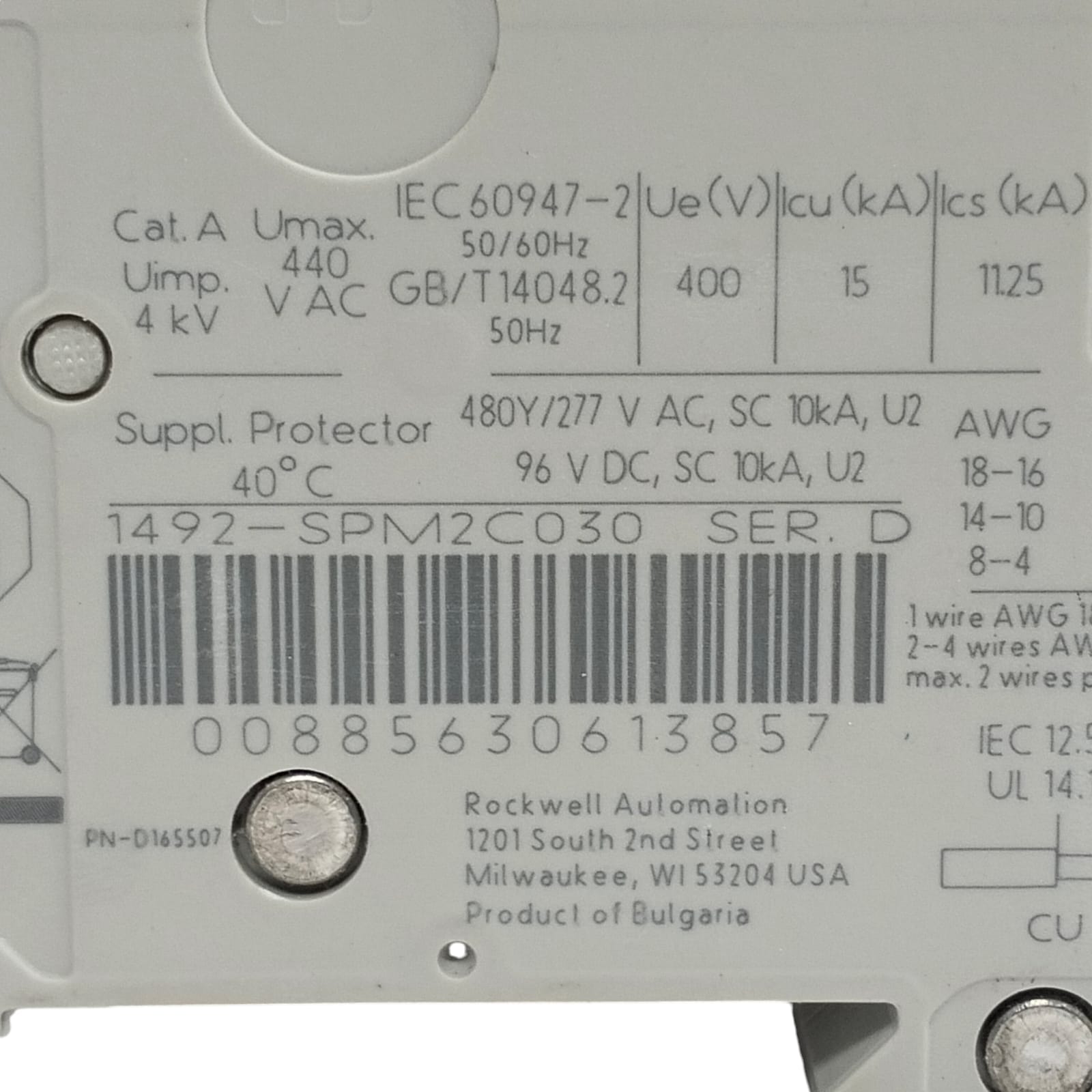 Allen Bradley 1492-spm2c030 Interruptor