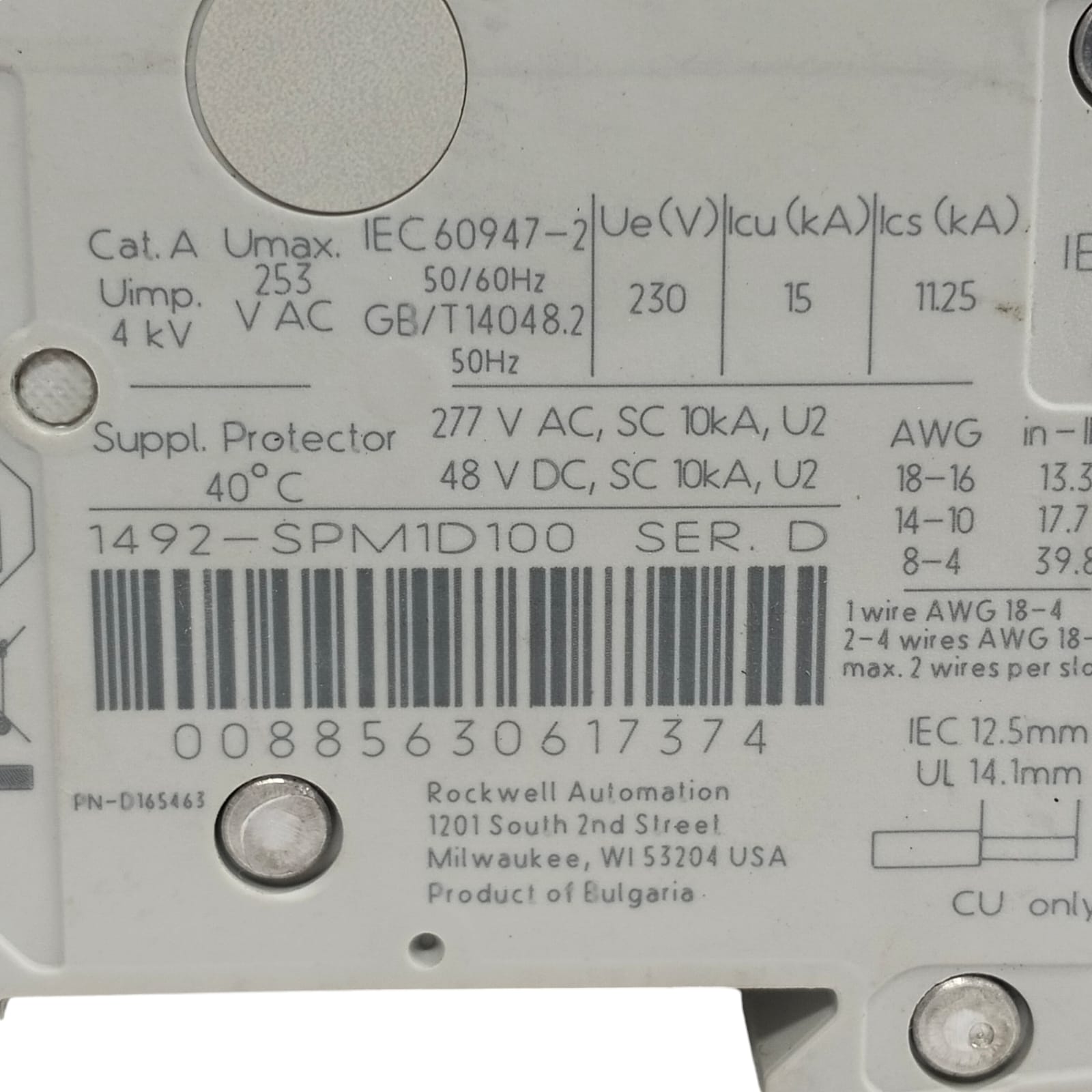 Allen Bradley 1492-spm2d100 Interruptor