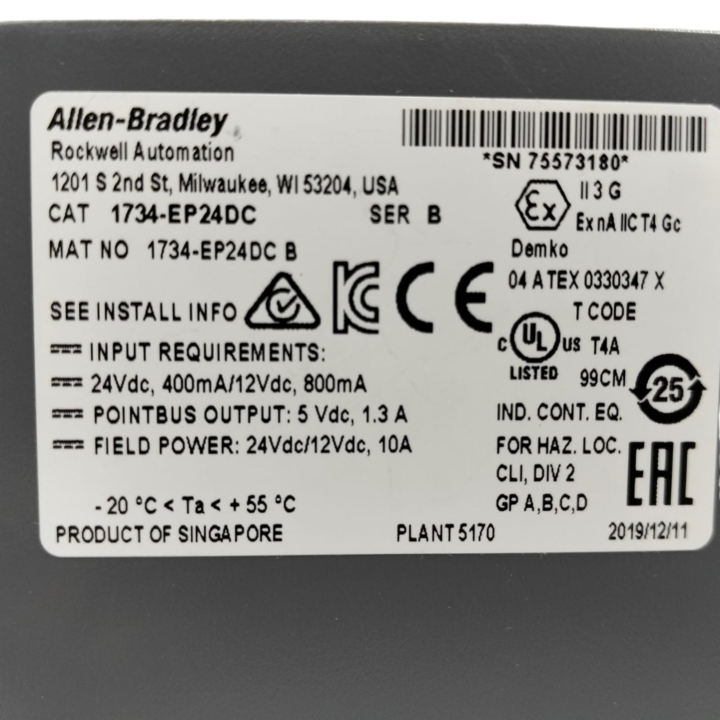 Allen Bradley 1734-ep24dc Módulo de expansión de potencia