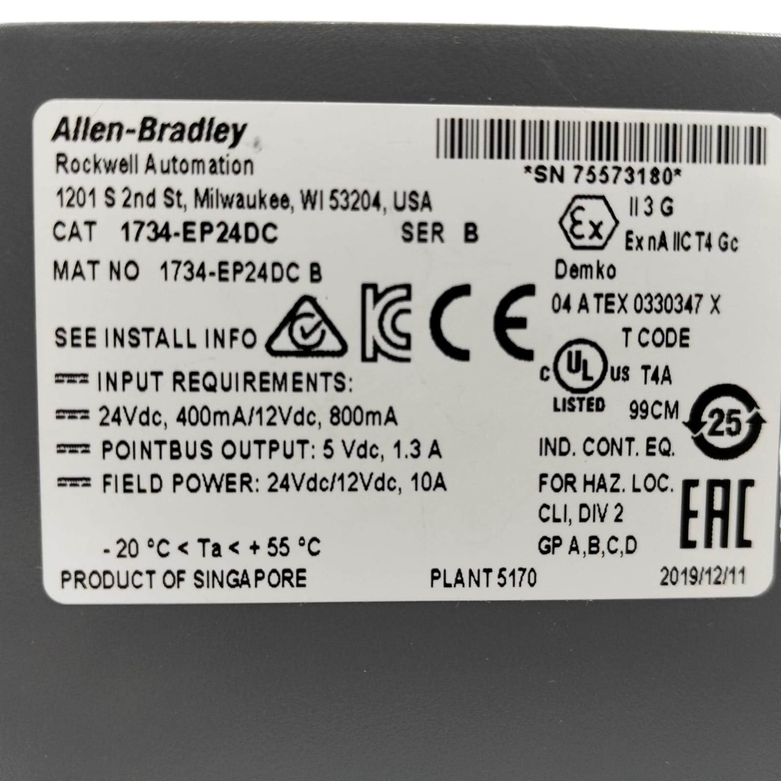 Allen Bradley 1734-ep24dc Módulo de expansión de potencia