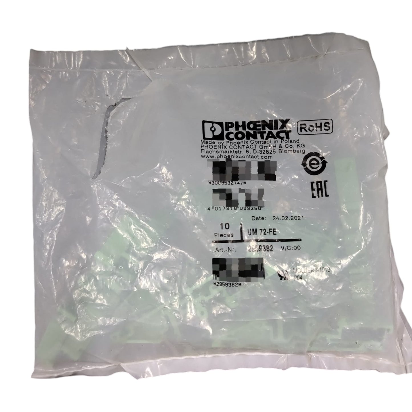 PHOENIX CONTACT UM 72-FE Bloque terminal Con 10 piezas