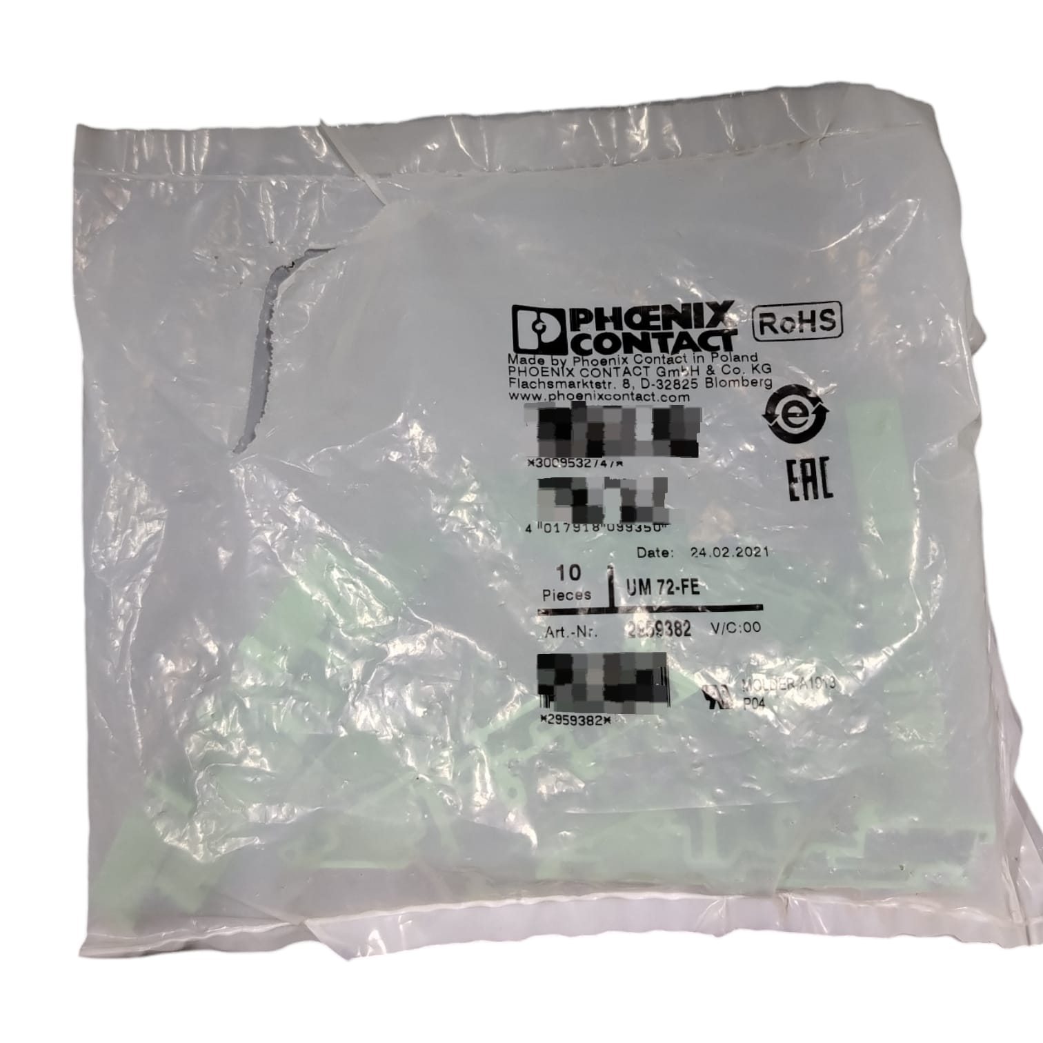 PHOENIX CONTACT UM 72-FE Bloque terminal Con 10 piezas