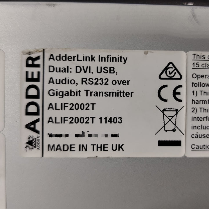 ADDERLINK INFINITY	ALIF2002T Transmisor doble