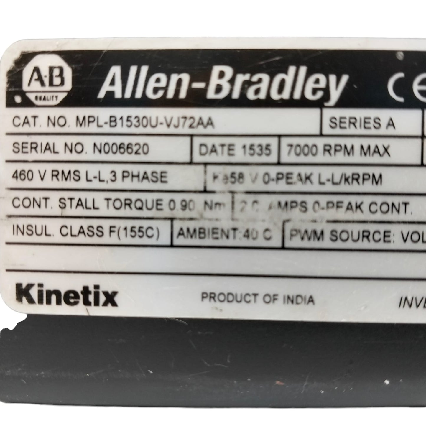 Allen Bradley Mlp-b1530u-vj72aa Servomotor
