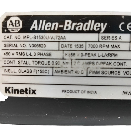 Allen Bradley Mlp-b1530u-vj72aa Servomotor