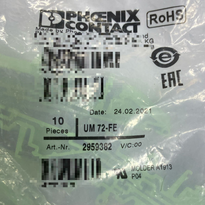 Phoenix Contact Um 72-fe Bloque Terminal Con 10 Piezas