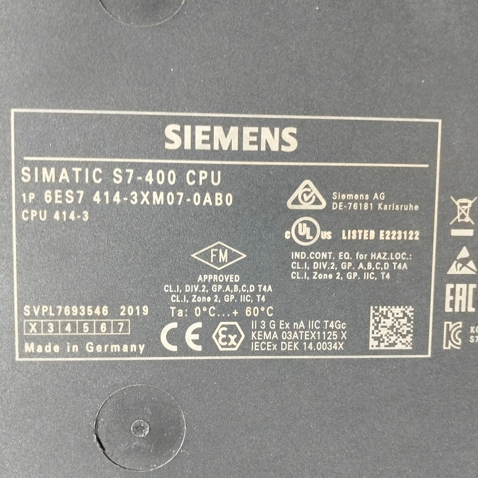 Siemens 6es7 414-3xm07-0ab0 Simatic S7-400
