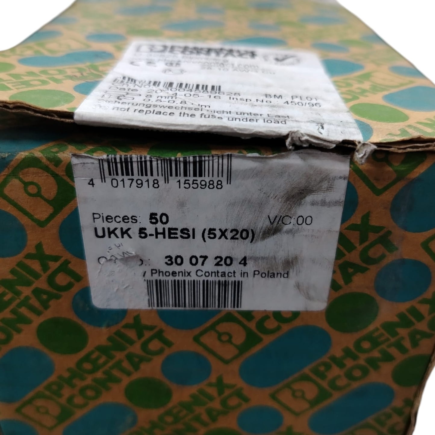 PHOENIX CONTACT UKK 5-HESI CLEMA PORTAFUSIBLE 50 piezas