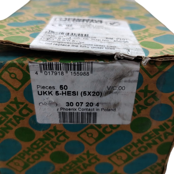 PHOENIX CONTACT UKK 5-HESI CLEMA PORTAFUSIBLE 50 piezas