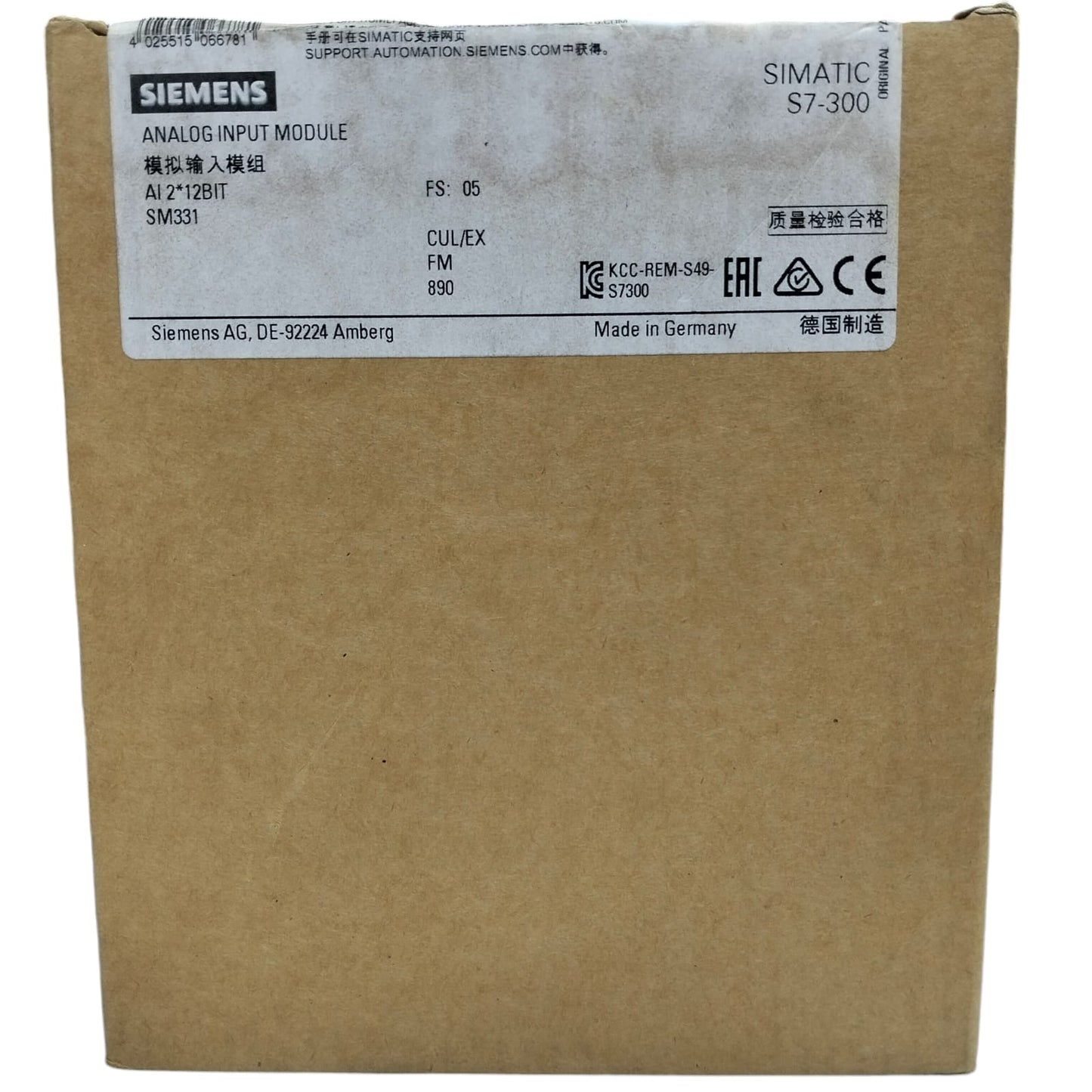 Siemens  6es7 331-7kb02-0ab0 SIMATIC S7-300