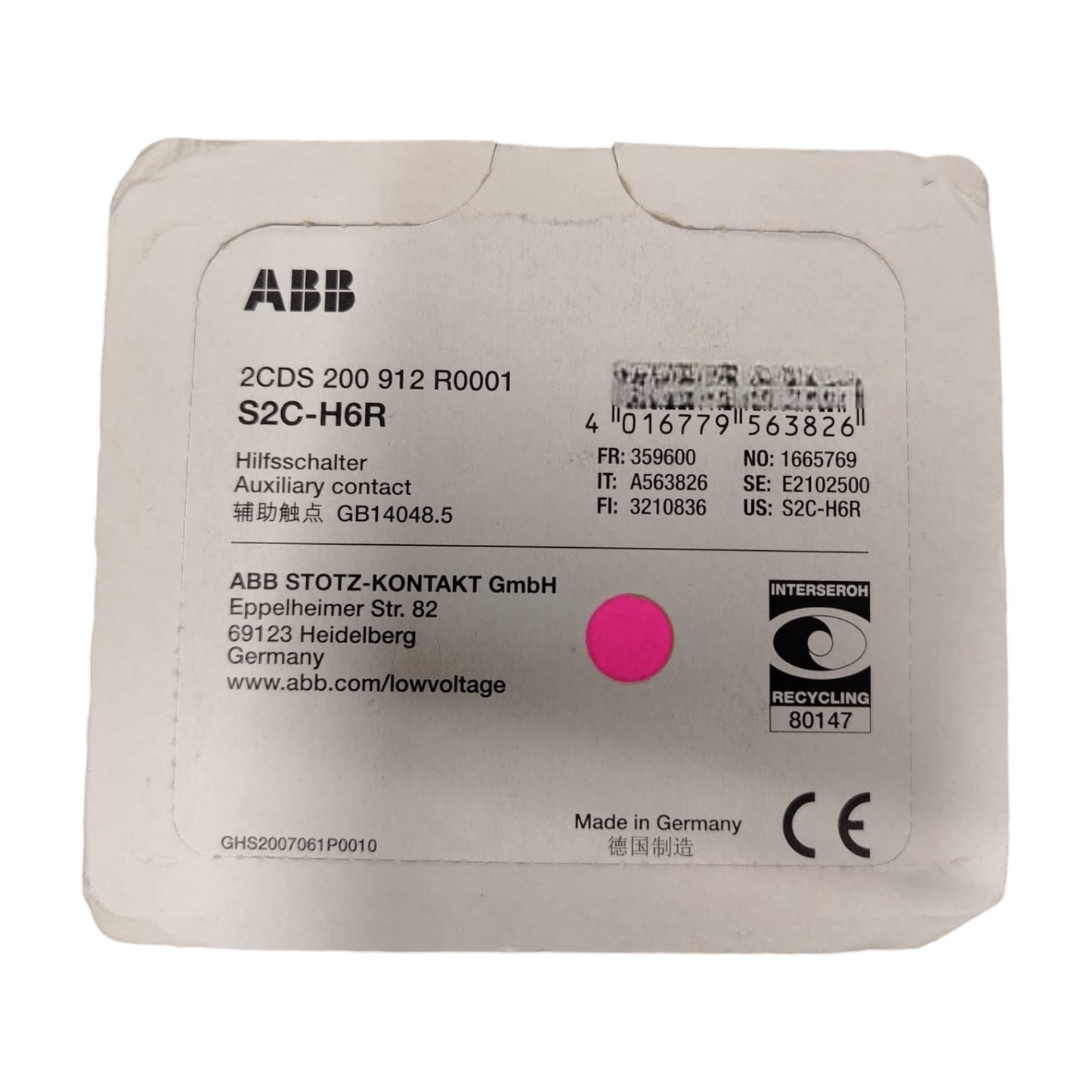ABB S2c-h6r Contacto Auxiliar
