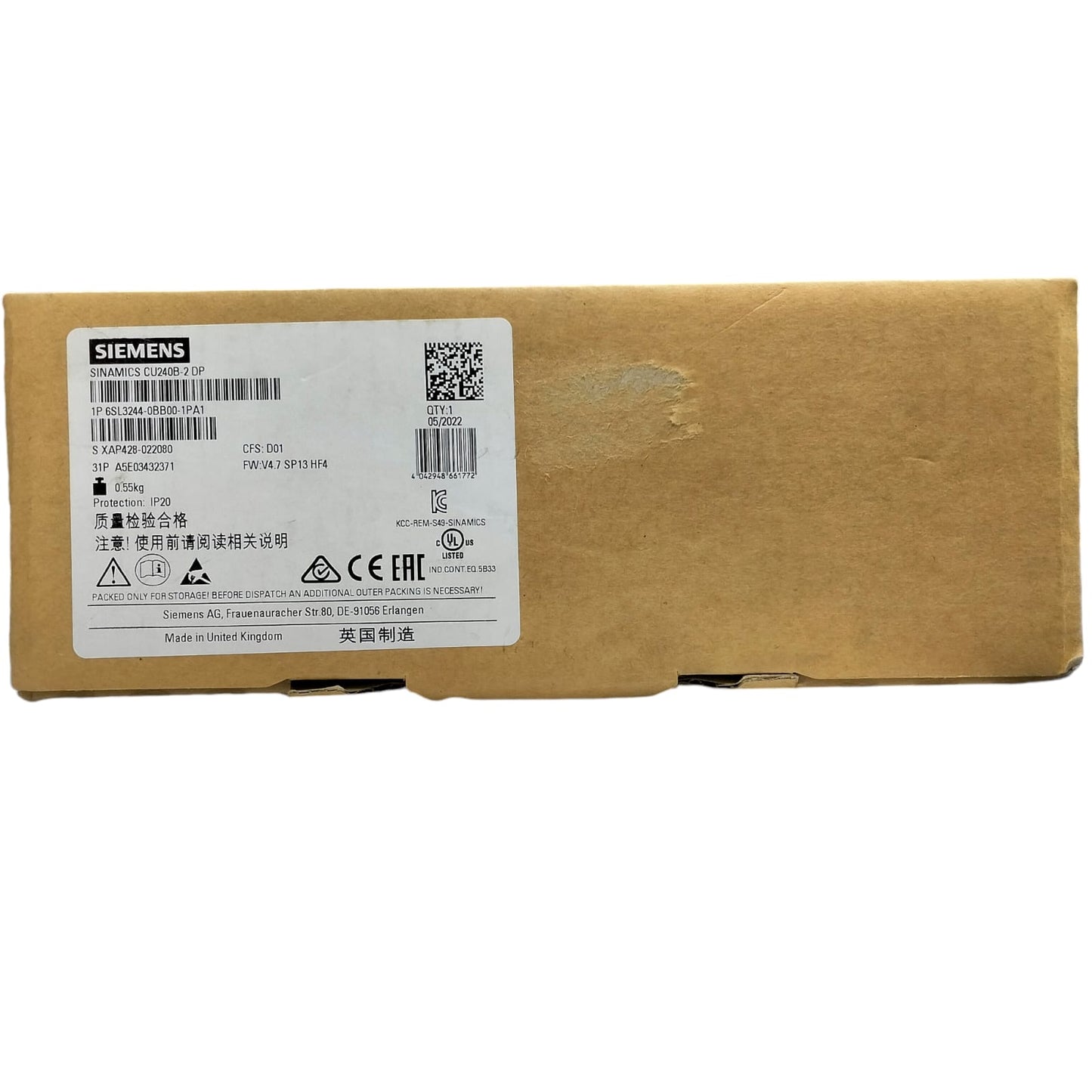Siemens 6sl3244-0bb00-1pa1 SINAMICS CU240-2 DP