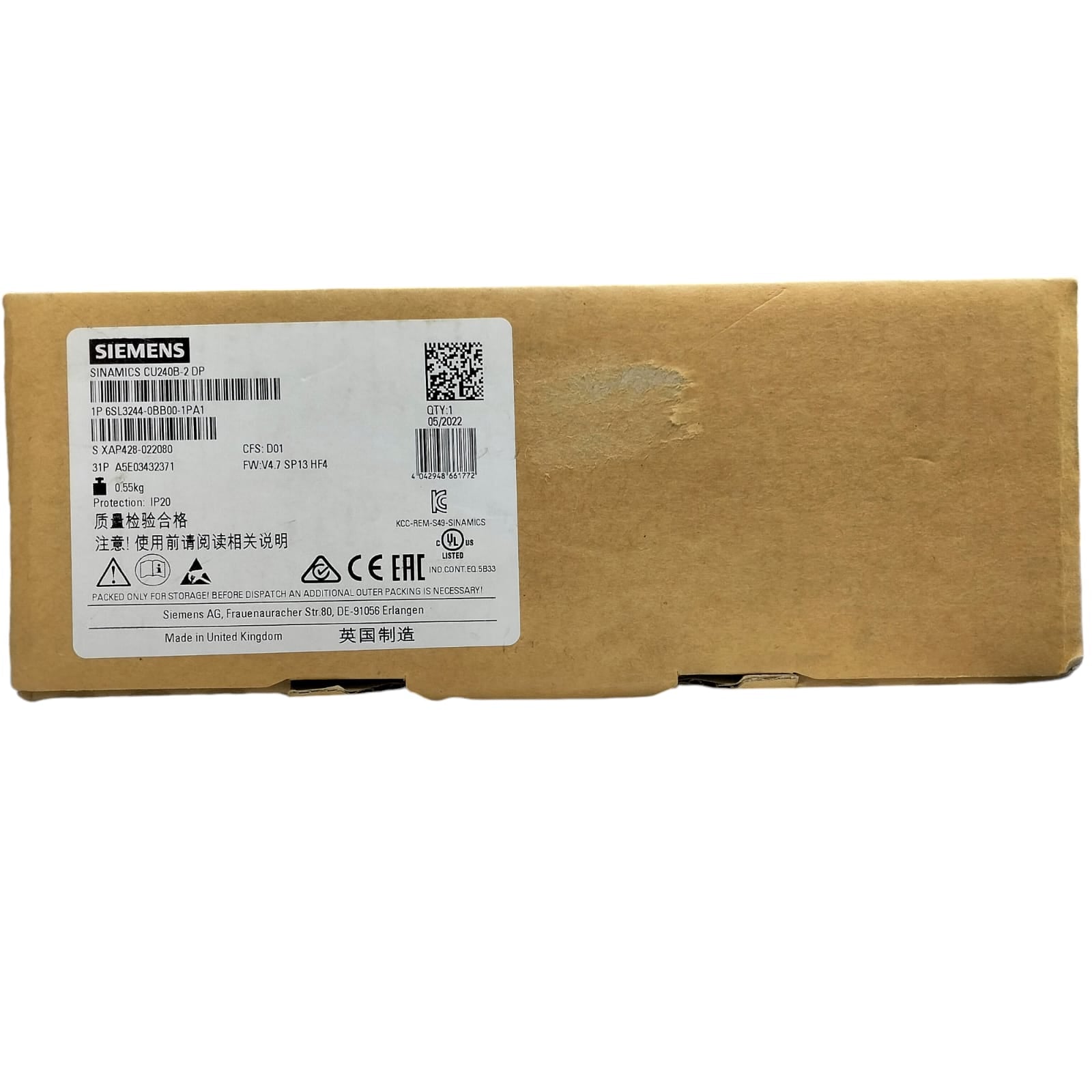 Siemens 6sl3244-0bb00-1pa1 SINAMICS CU240-2 DP