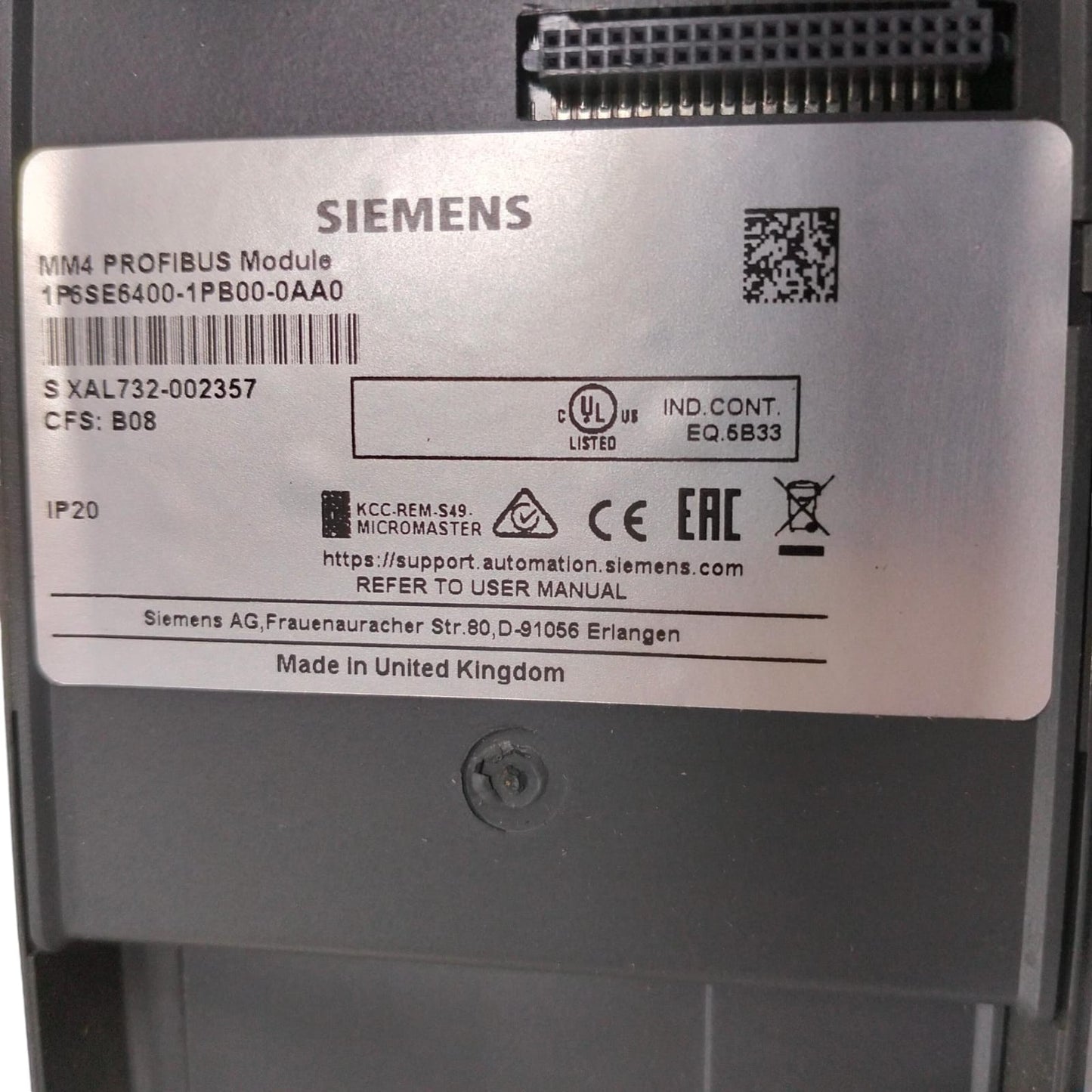 Siemens 6se6400-1pb00-0aa0 PROFIBUS MM4