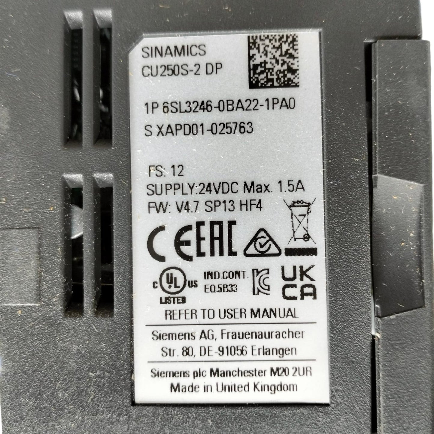 Siemens 6sl3246-0ba22-1pa0 SINAMICS CU250S 2 DP