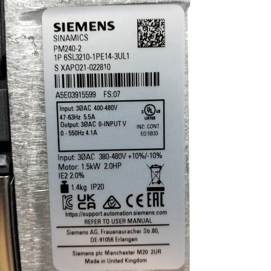 Siemens  6sl3210-1pe14-3ul1 SINAMICS PM240-2