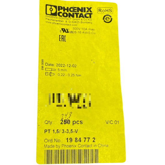 Phoenix Contact Pt 1,5/3-3,5-v Bolsa Con 243 Piezas