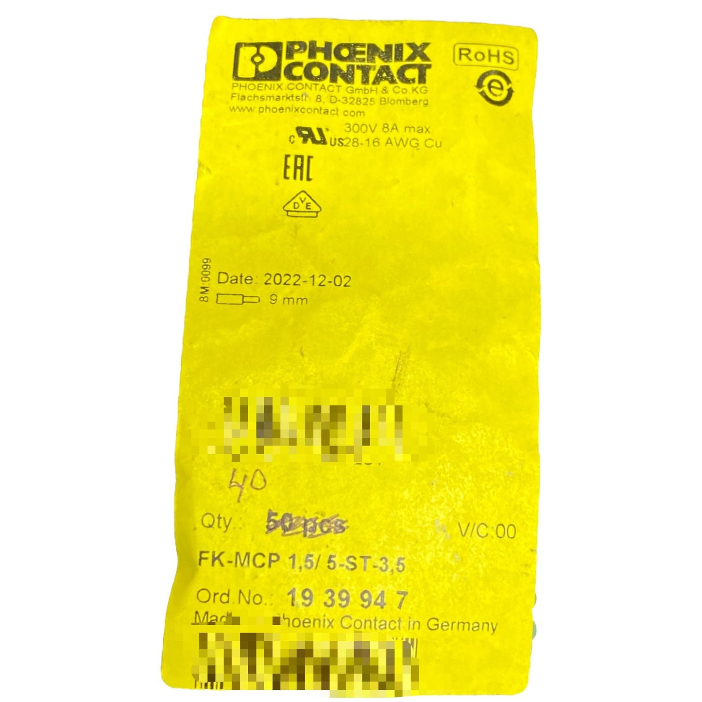 Phoenix Contoct Fk-mcp 1,5/5-st-3,5 Conector Bolsa Con 40 Piezas