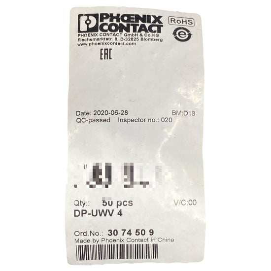 Phoenix Contact Dp-uwv 4 Tapa Final Bolsa Con 50 Piezas