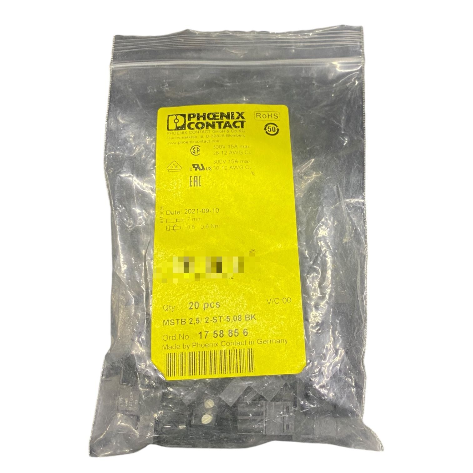 Phoenix Contact Mstb 2,5/2-st-5,08 Bk Conector Bolsa Con 20 Piezas