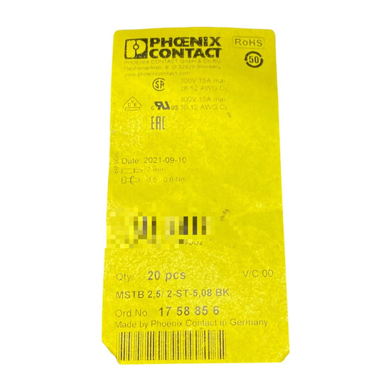 Phoenix Contact Mstb 2,5/2-st-5,08 Bk Conector Bolsa Con 20 Piezas
