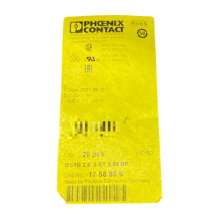Phoenix Contact Mstb 2,5/2-st-5,08 Bk Conector Bolsa Con 20 Piezas