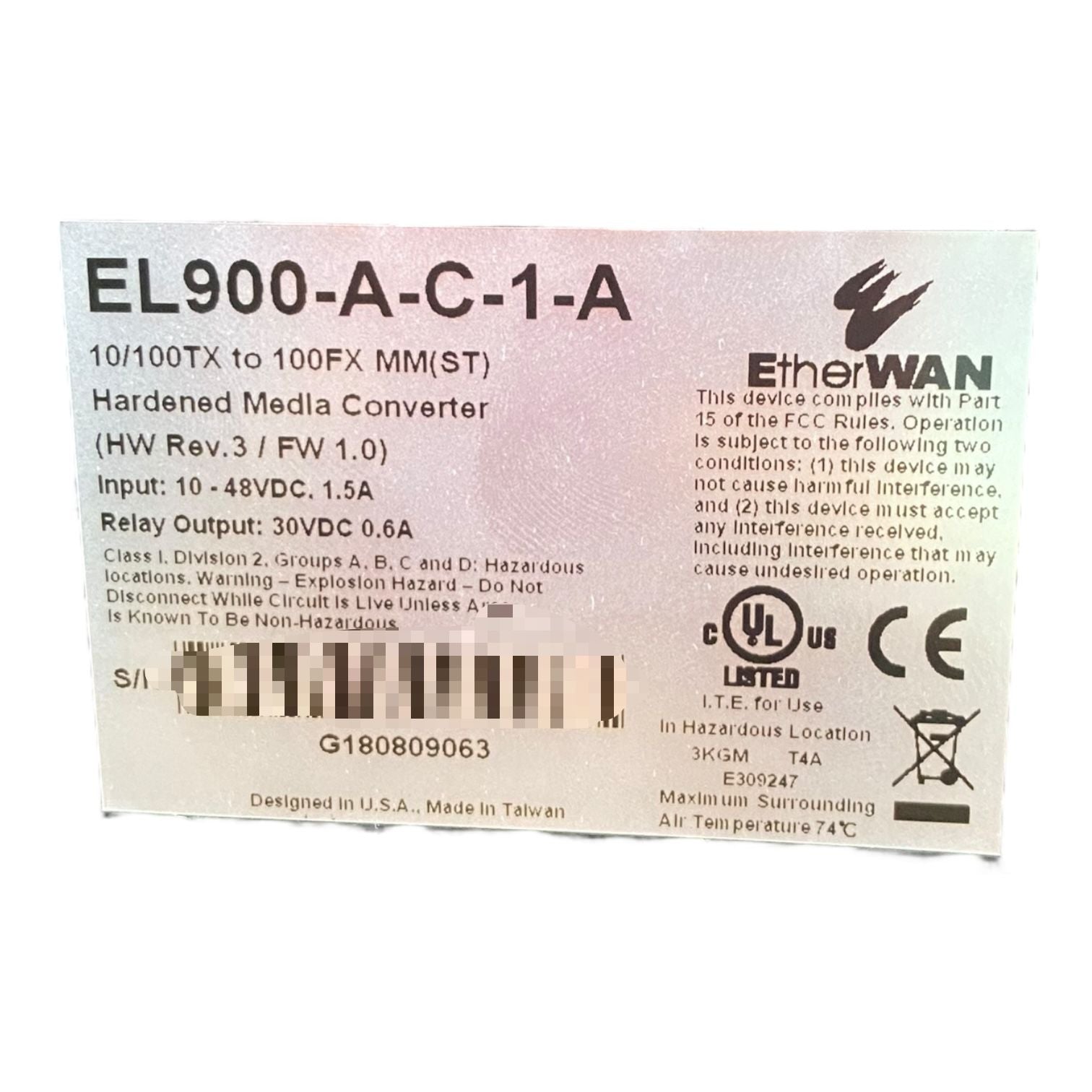Etherwan El900-a-c-1-a CONVERTIDOR DE MEDIOS