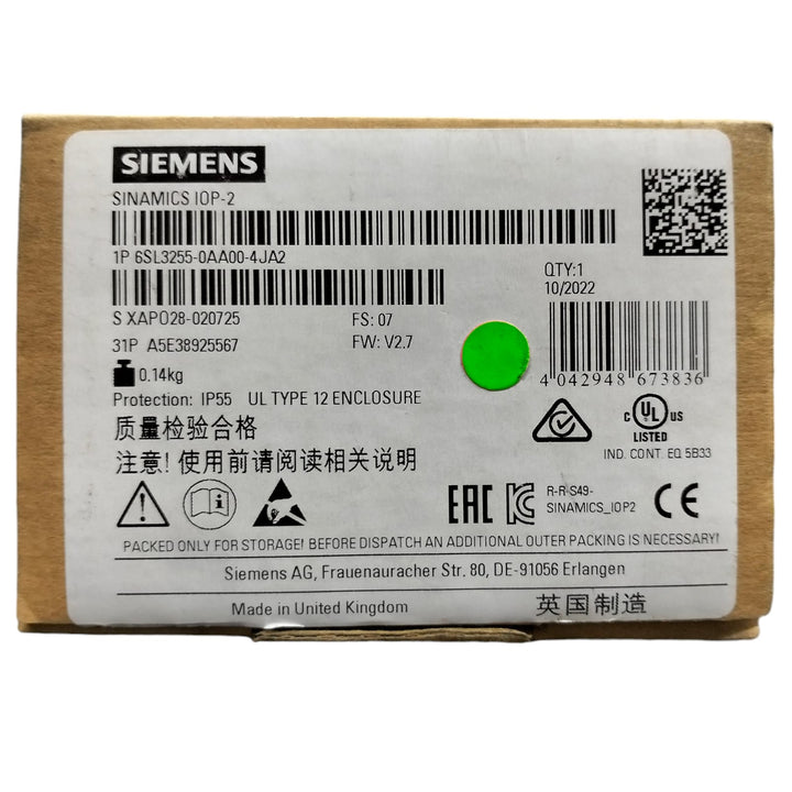 Siemens 6sl3255-0aa00-4ja2 SINAMICS I0P-2 Panel de operador