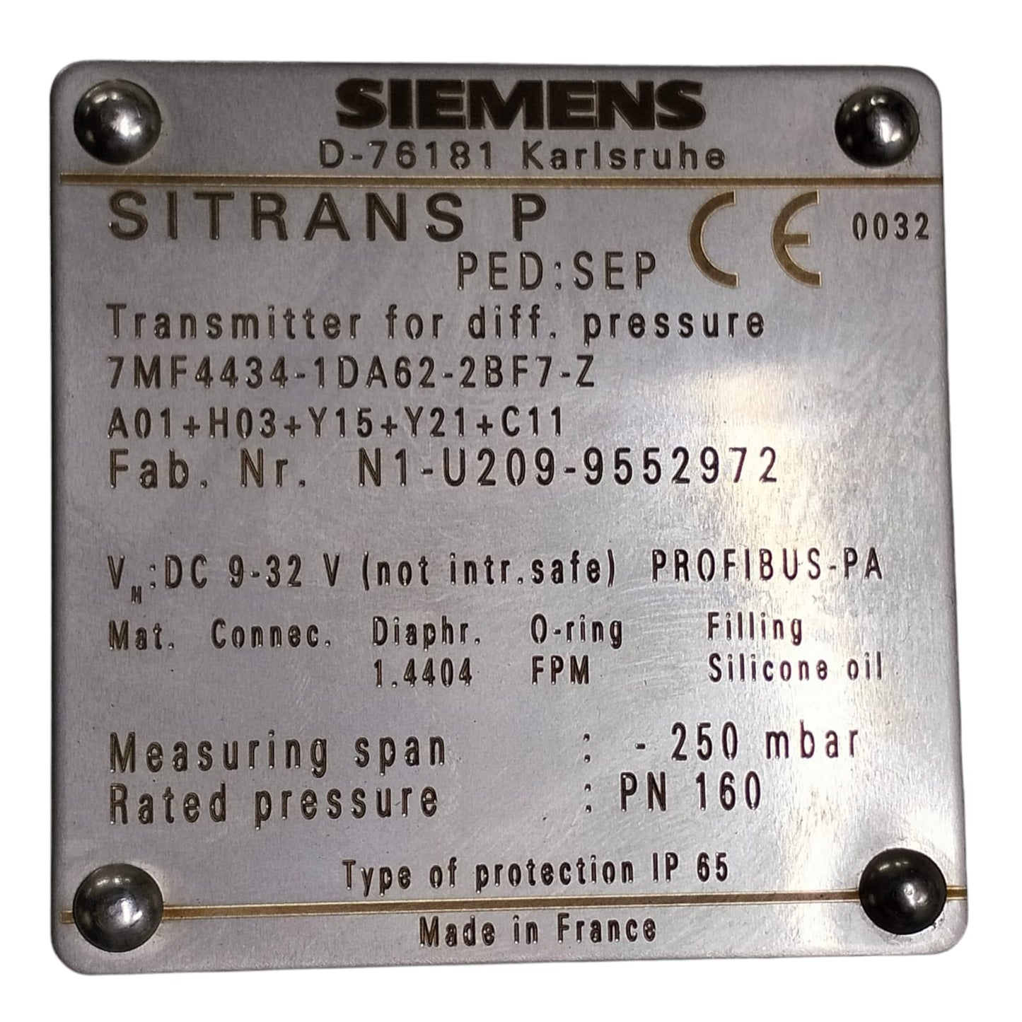 Siemens 7mf4434-1da62-2bf7-z SITRANS P transmisor de potencia