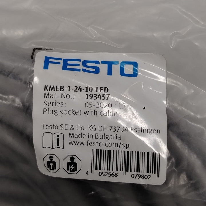 Festo KMEB-1-24-10-LED Cable con conector tipo zócalo