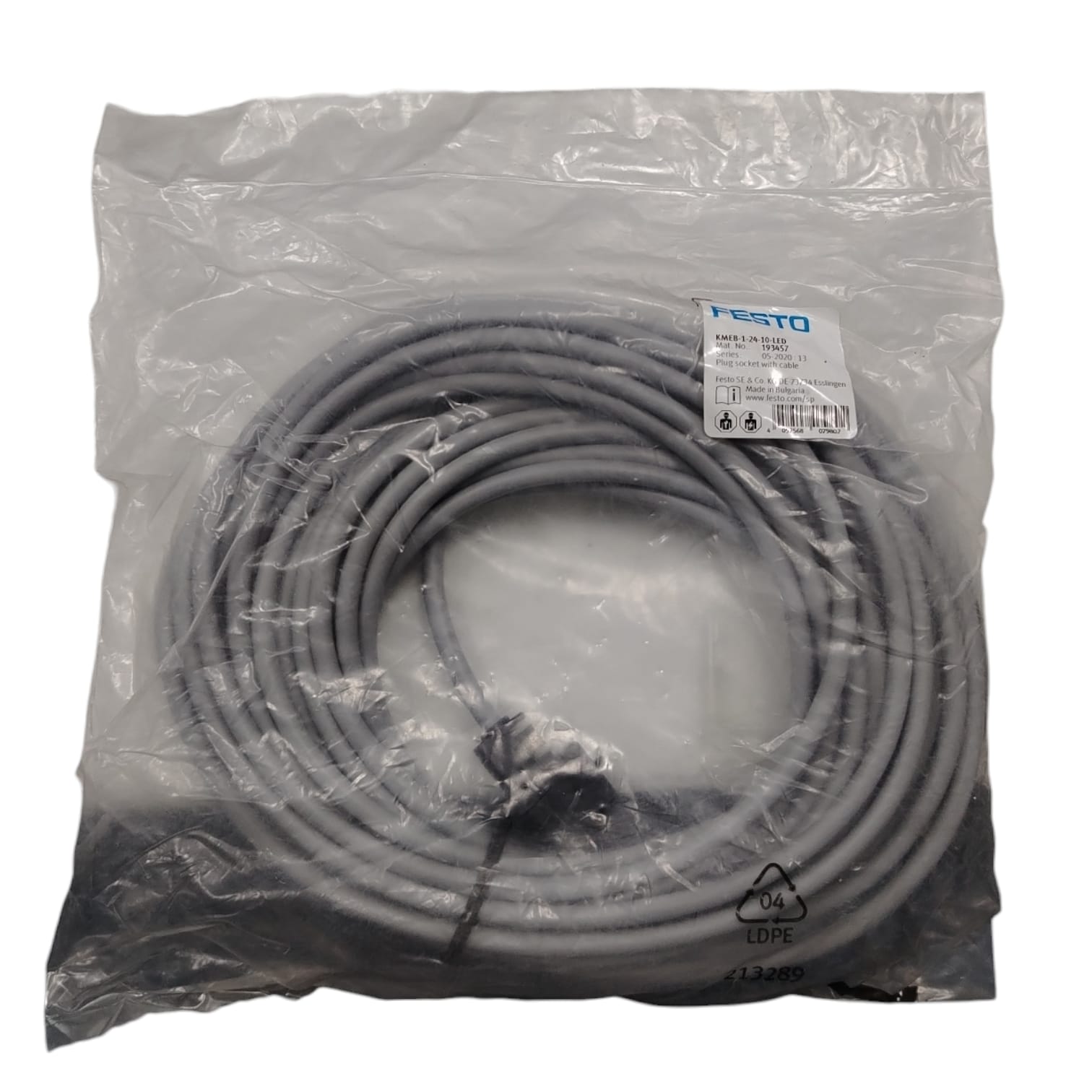 Festo KMEB-1-24-10-LED Cable con conector tipo zócalo