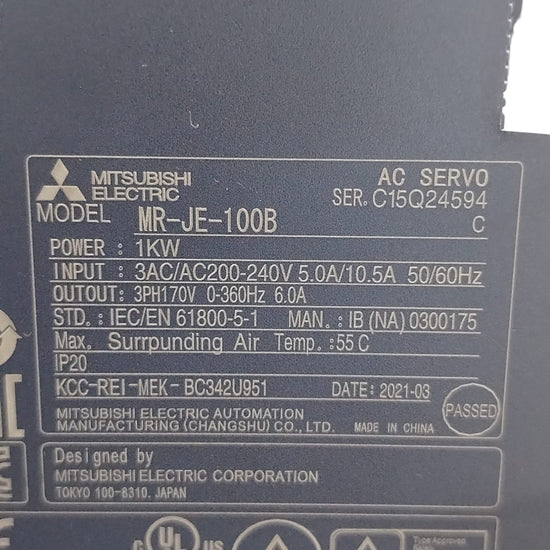 MITSUBISHI	MR-JE-100B Servoamplificador