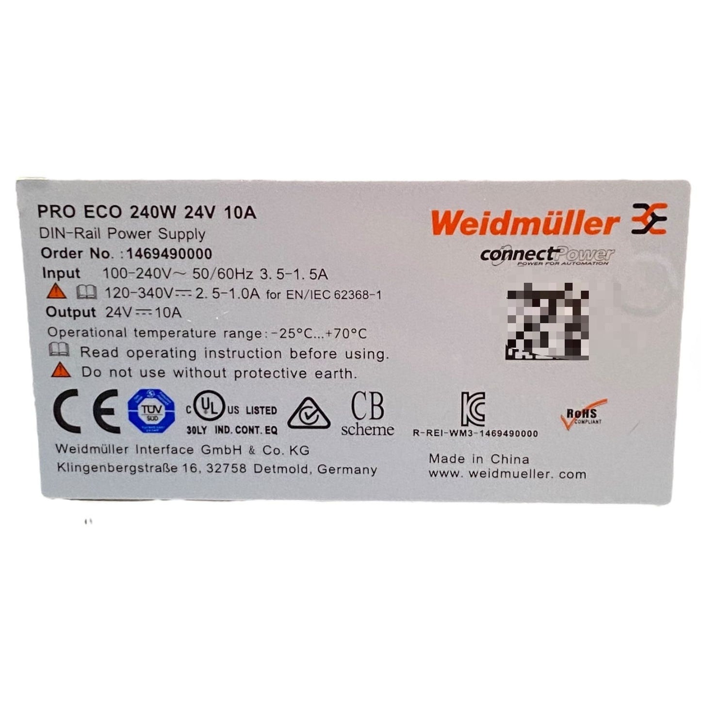 Weidmuller 1469490000 Pro Eco 240w 24v 10a