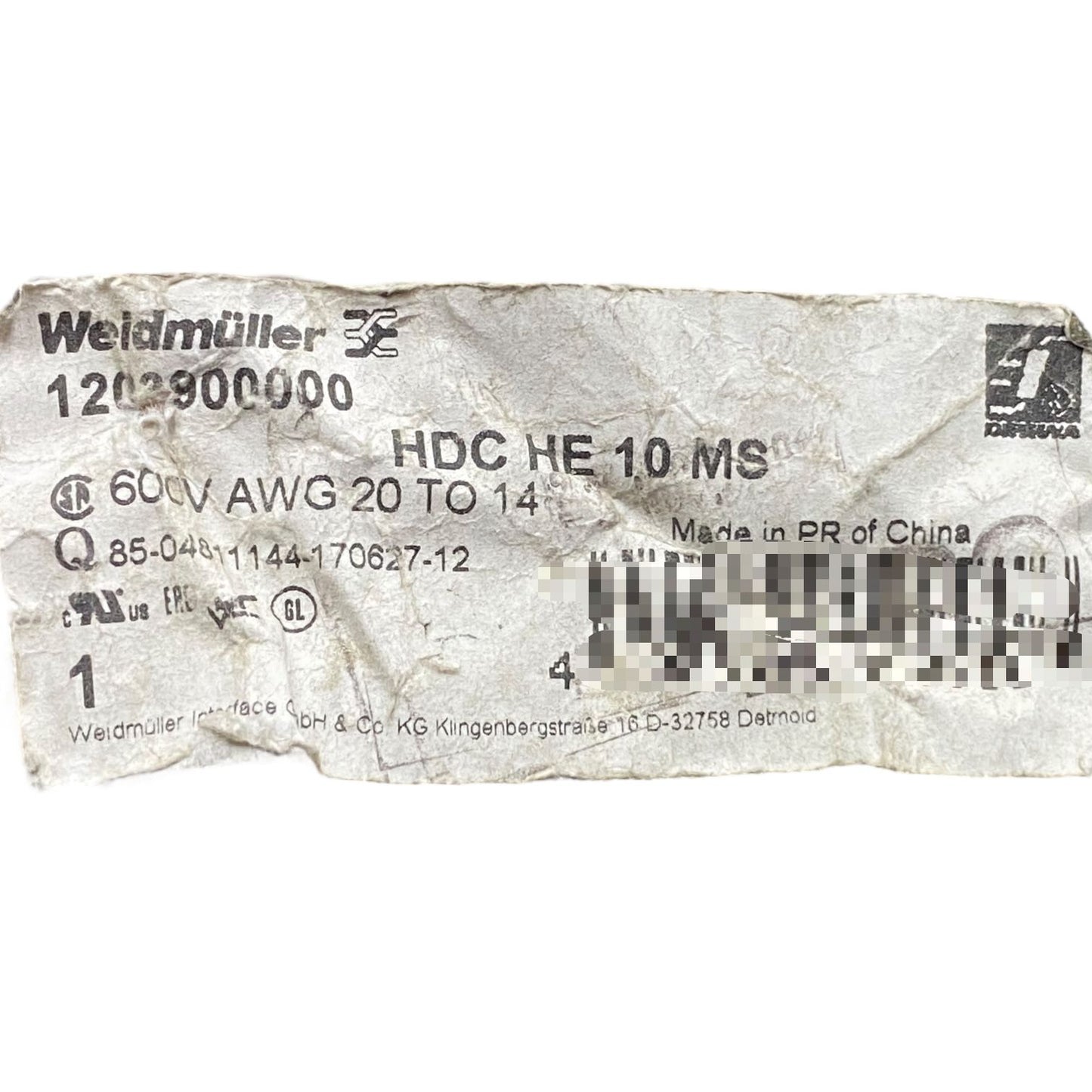 Weidmuller 1203900000 Conector