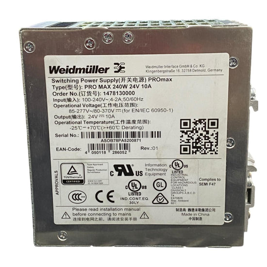 Weidmuller 1478130000 Fuente de alimentación